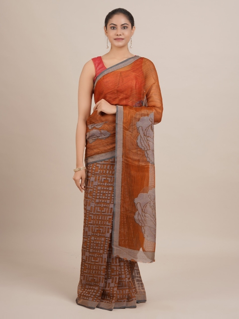 

Pothys Mustard Printed Yellow Poly Georgette Saree