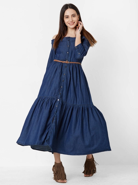 

ZOLA Women Navy Blue Solid Shirt Dress