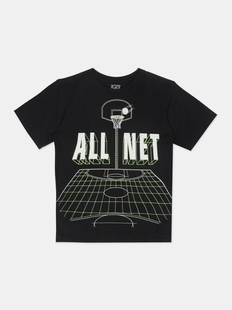 

The Childrens Place Boys Black Printed Round Neck T-shirt
