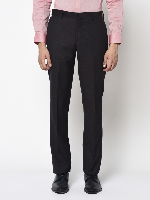 

Blackberrys Men Black Slim Fit Solid Woolen Formal Trousers