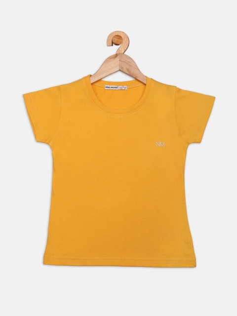 

Nins Moda Girls Mustard Solid Regular Top