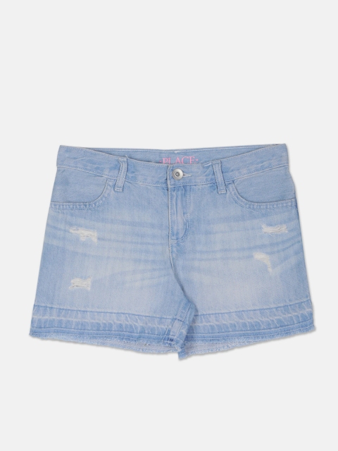 

The Childrens Place Girls Blue Solid Regular Fit Denim Shorts