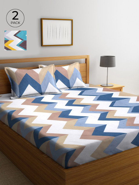 

KLOTTHE 210 TC Cotton 2 King Bedsheet with 4 Pillow Covers, White