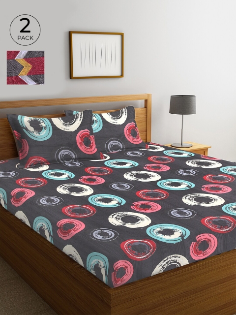 

KLOTTHE 210 TC Cotton 2 King Bedsheet with 4 Pillow Covers, Multi
