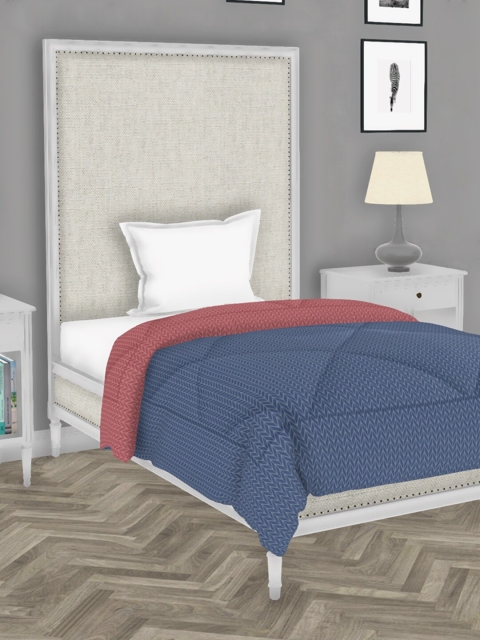 

BIANCA Blue & Coral Geometric AC Room 150 GSM Single Bed Comforter
