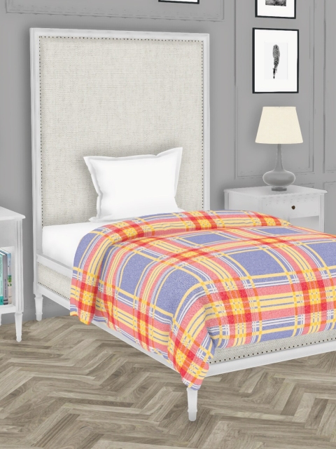 

BIANCA Blue & Yellow Checked AC Room 150 GSM Pure Cotton Single Bed Comforter