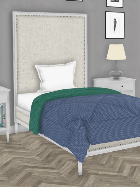 

BIANCA Navy Blue & Green Solid AC Room 150 GSM Single Bed Comforter