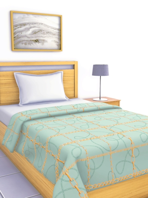 

BIANCA Blue & Gold-Toned Checked AC Room 150 GSM Single Bed Comforter