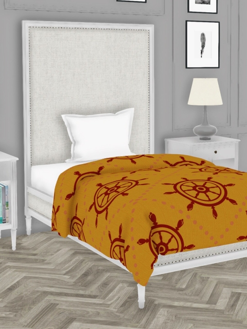 

BIANCA Gold-Toned & Maroon Geometric AC Room 150 GSM Single Bed Comforter