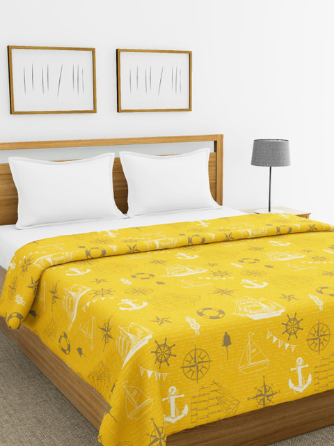 

BIANCA Yellow & White Abstract AC Room 150 GSM Double Bed Comforter