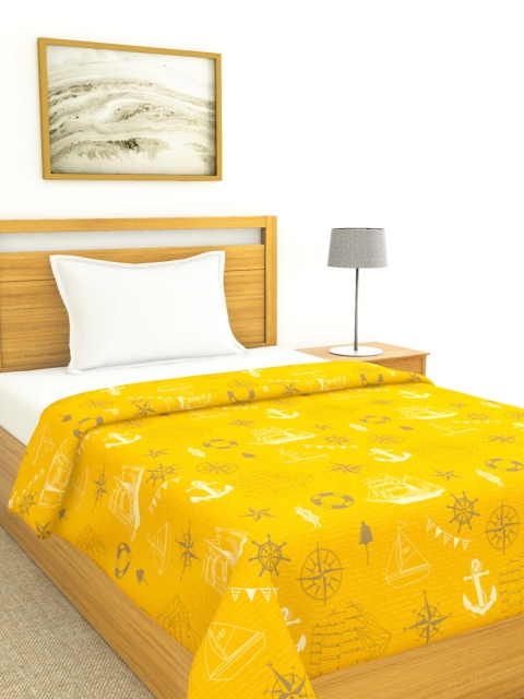

BIANCA Yellow & Grey Abstract AC Room Cotton 150 GSM Single Bed Comforter