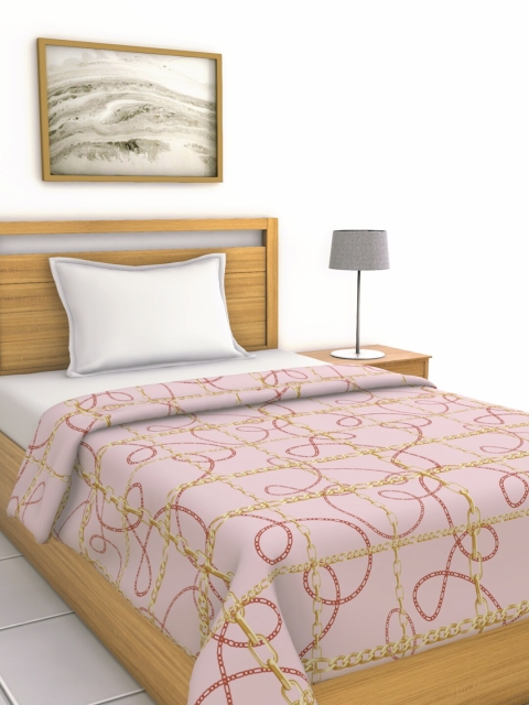 

BIANCA Pink & Gold-Toned Abstract AC Room 150 GSM Cotton Single Bed Comforter
