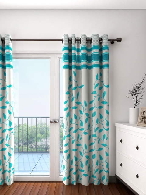 

Cortina Off-White & Blue Single Patterned Blackout Door Curtain