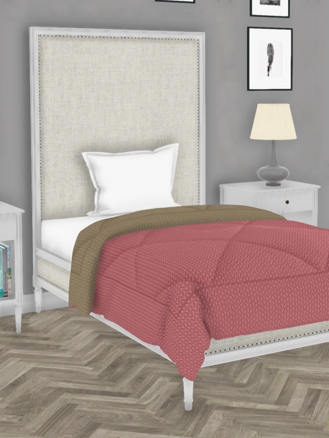 

BIANCA Taupe & Coral Striped AC Room 150 GSM Single Bed Comforter