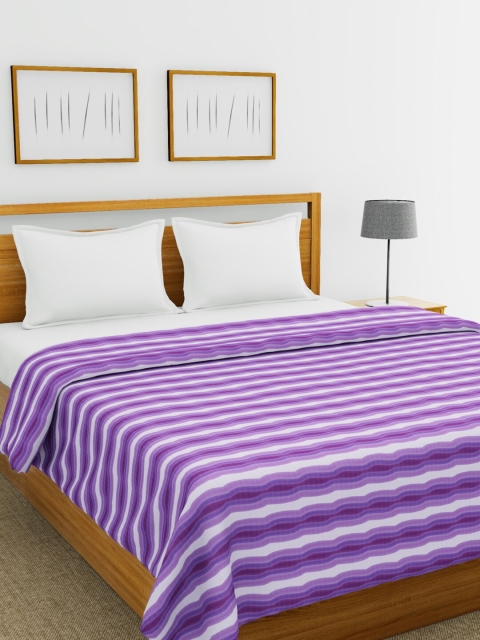 

BIANCA Purple & White Striped AC Room 150 GSM Double Bed Comforter