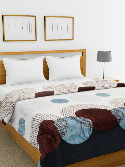 

BIANCA White & Black Abstract AC Room 300 GSM Double Bed Blanket