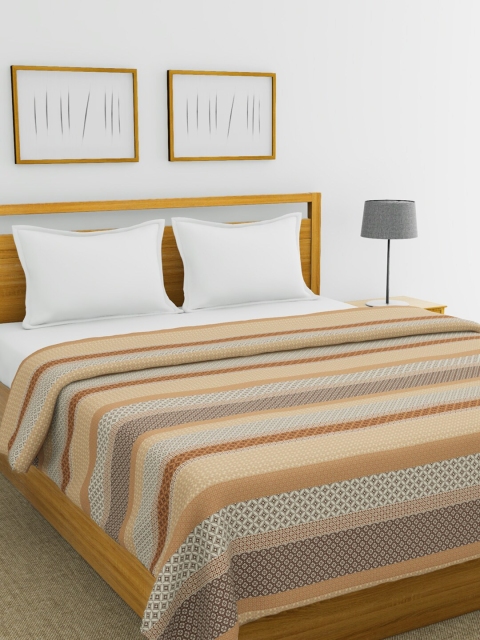 

BIANCA Beige & Brown Striped AC Room 150 GSM Double Bed Comforter
