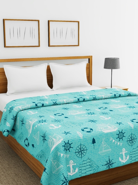 

BIANCA Blue & White Geometric AC Room 150 GSM Double Bed Comforter