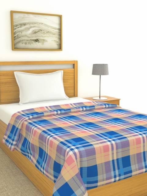 

BIANCA Blue & Pink Checked AC Room 150 GSM Single Bed Comforter