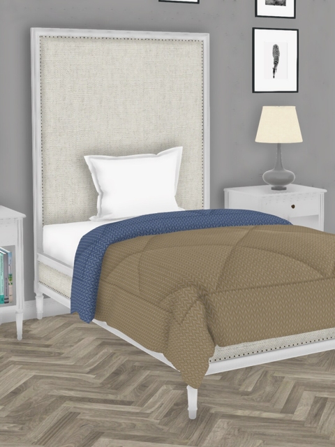 

BIANCA Blue & Olive Green Striped AC Room 150 GSM Single Bed Comforter
