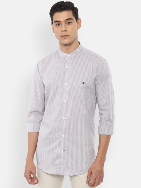 

Louis Philippe Sport Men Grey & Grey Slim Fit Striped Cotton Casual Shirt