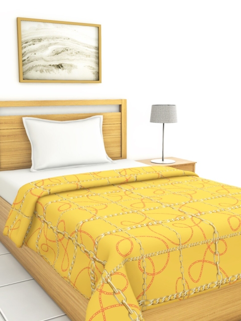 

BIANCA Yellow & Gold-Toned Geometric AC Room 150 GSM Cotton Single Bed Comforter
