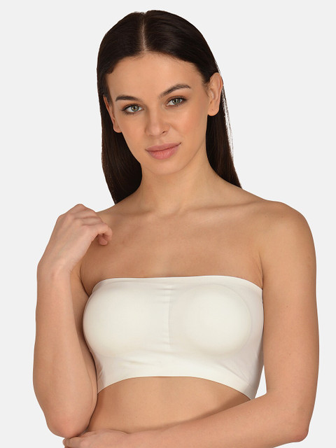

mod & shy Off-White Solid Non-Wired Lightly Padded Bandeau Bra MS244-Off