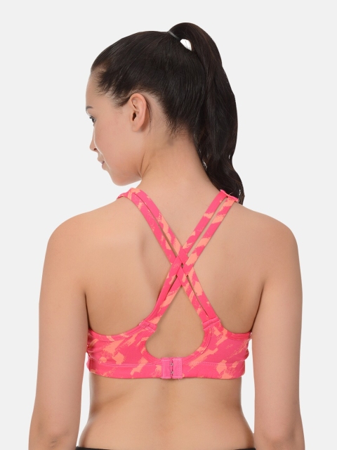 

mod & shy Pink & Peach-Coloured Printed Non-Wired Lightly Padded Workout Bra MS57R