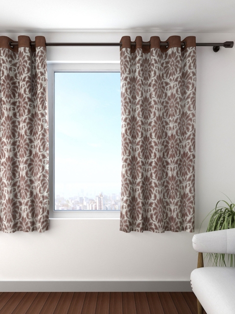 

Cortina Brown & Cream-Coloured Single Printed Blackout Window Curtain