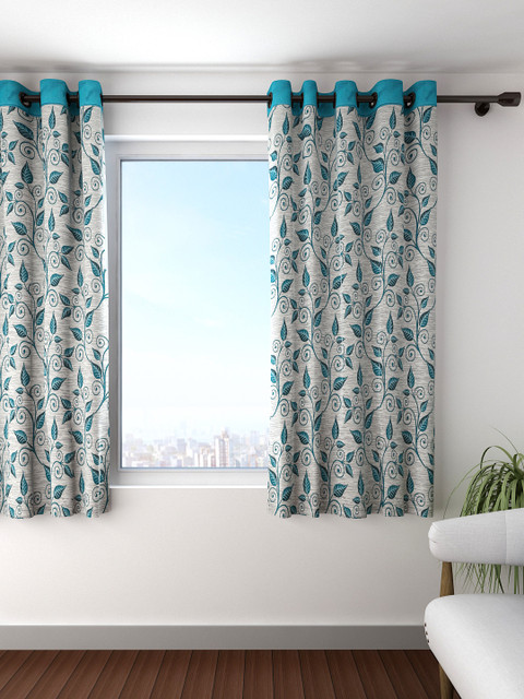

Cortina Beige Single Leaf Print Jacquard Blackout Window Curtain
