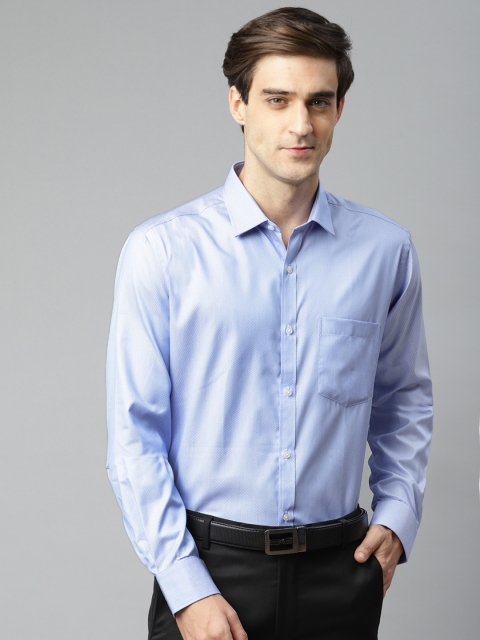 

Park Avenue Men Blue & White Slim Fit Self Design Formal Shirt