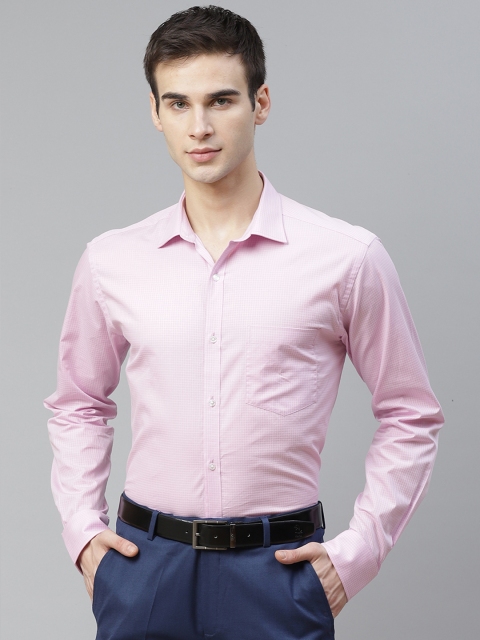 

Park Avenue Men Pink & White Slim Fit Checked Casual Shirt