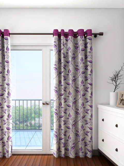 

Cortina Beige & Purple Single Patterened Jacquard Blackout Door Curtain