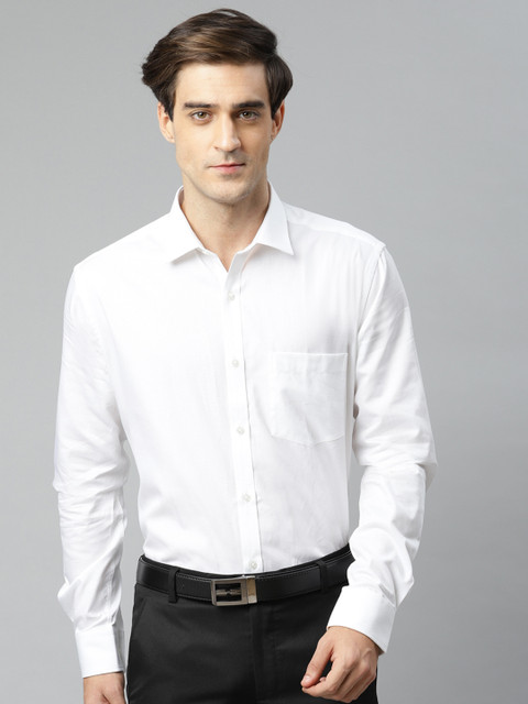 

Park Avenue Men White Slim Fit Self Design Pure Cotton Formal Shirt