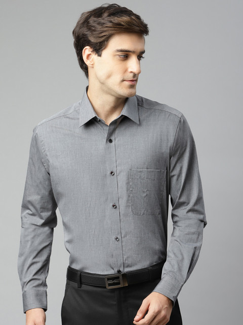 

Raymond Men Charcoal Grey Pure Cotton Slim Fit Solid Formal Shirt