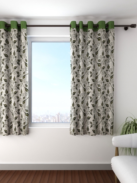 

Cortina Beige & Green Single Patterned Jacquard Blackout Window Curtain