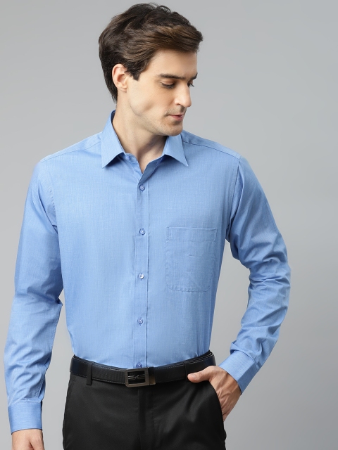 

Raymond Men Blue Pure Cotton Slim Fit Solid Formal Shirt
