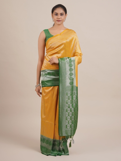 

Pothys Yellow & Green Jute Silk Woven Design Saree