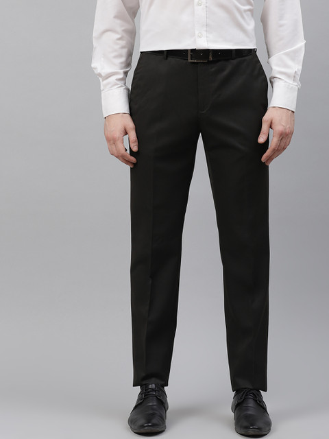 

Raymond Men Black Slim Fit Self Design Formal Trousers