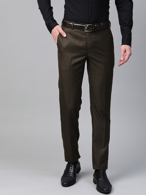 

Raymond Men Brown Checked Slim Fit Formal Trousers