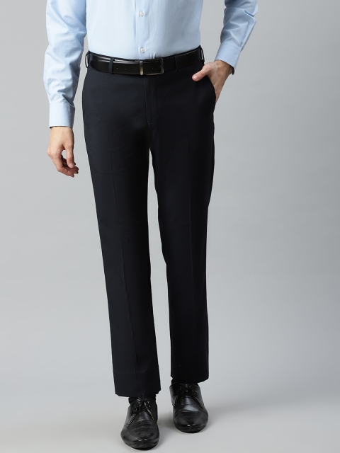 

Park Avenue Men Navy Smart Fit Solid Formal Trousers, Navy blue