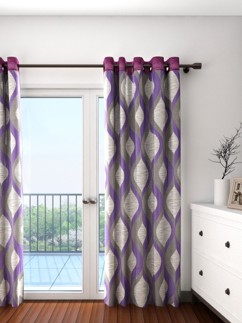 

Cortina Beige & Purple Single Patterned Jacquard Blackout Door Curtain