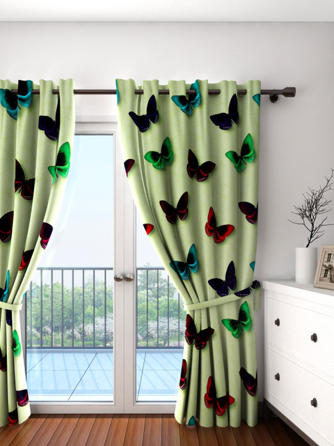 

Cortina Green Single Butterfly Digital Print Room Darkening Door Curtain