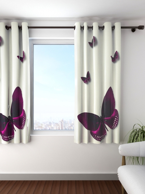

Cortina White Single Butterfly Digital Print Room Darkening Window Curtain