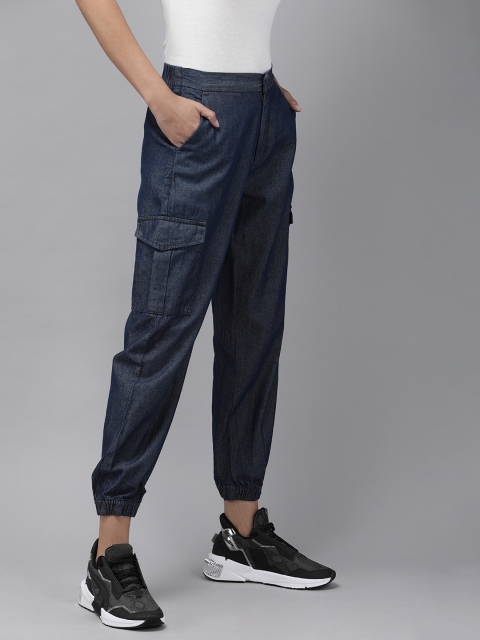 

Roadster Women Blue Baggy Fit High-Rise Pure Cotton Jeans