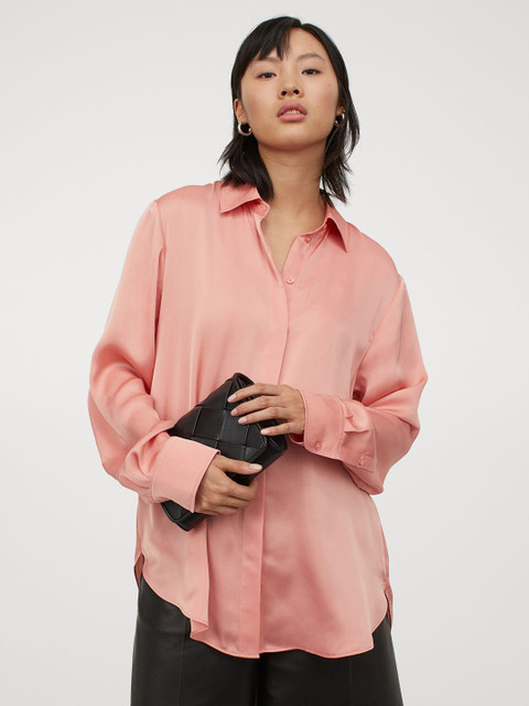 

H&M Women Orange & Pink Satin Shirt