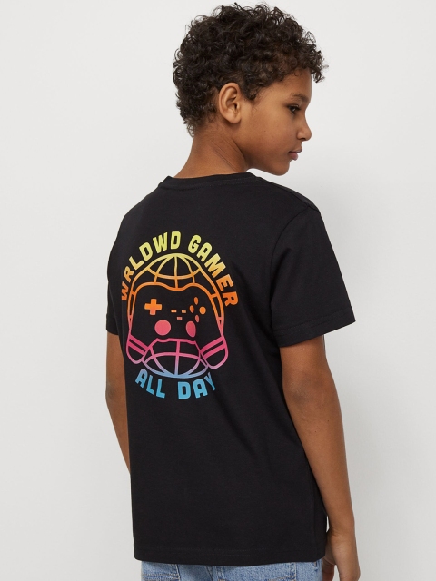 

H&M Boys Black & Yellow Cotton Printed T-shirt