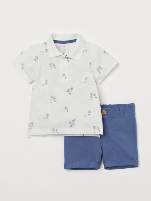 

H&M Boys White & Blue Cotton Polo Shirt & Shorts