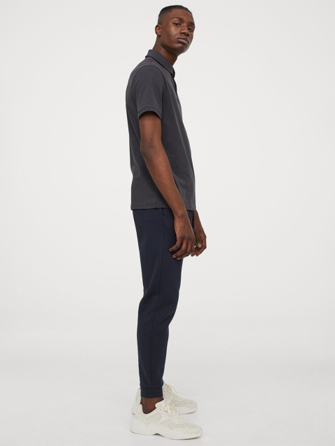 

H&M Men Charcoal Grey Organic Cotton Slim Fit Polo Shirt