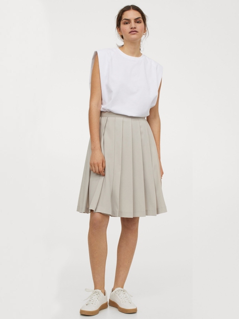 

H&M Women Beige Pleated Skirt